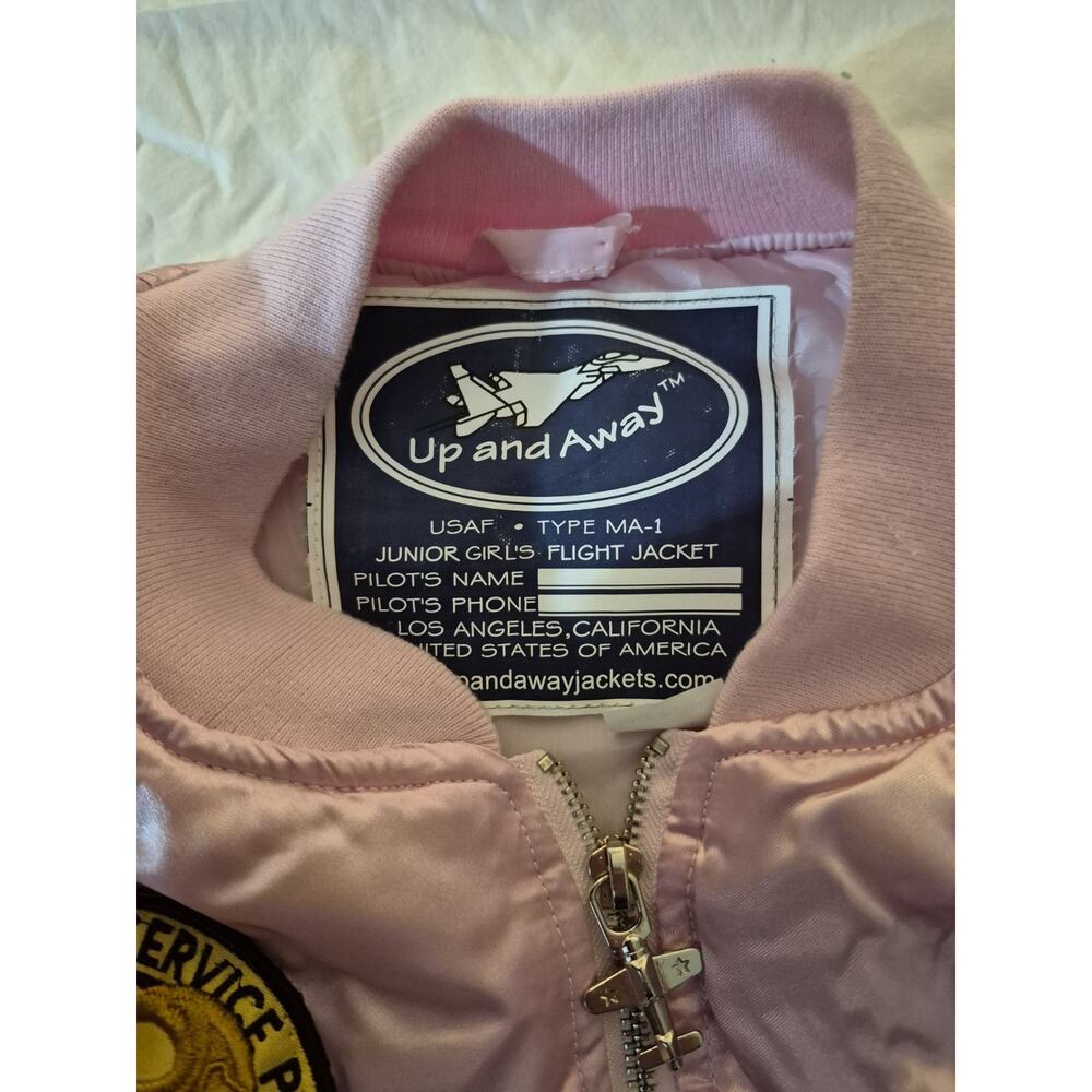 ๐ฅ Up and Away USAF MA-1 Flight Jacket (Youth Size: Large / 12) Girl's Pink Z2 - Picture 2 of 8